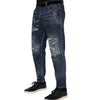 Dolce & Gabbana Blue Cotton Tattered Tapered Men Denim Jeans