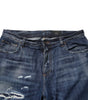 Dolce & Gabbana Blue Cotton Tattered Tapered Men Denim Jeans