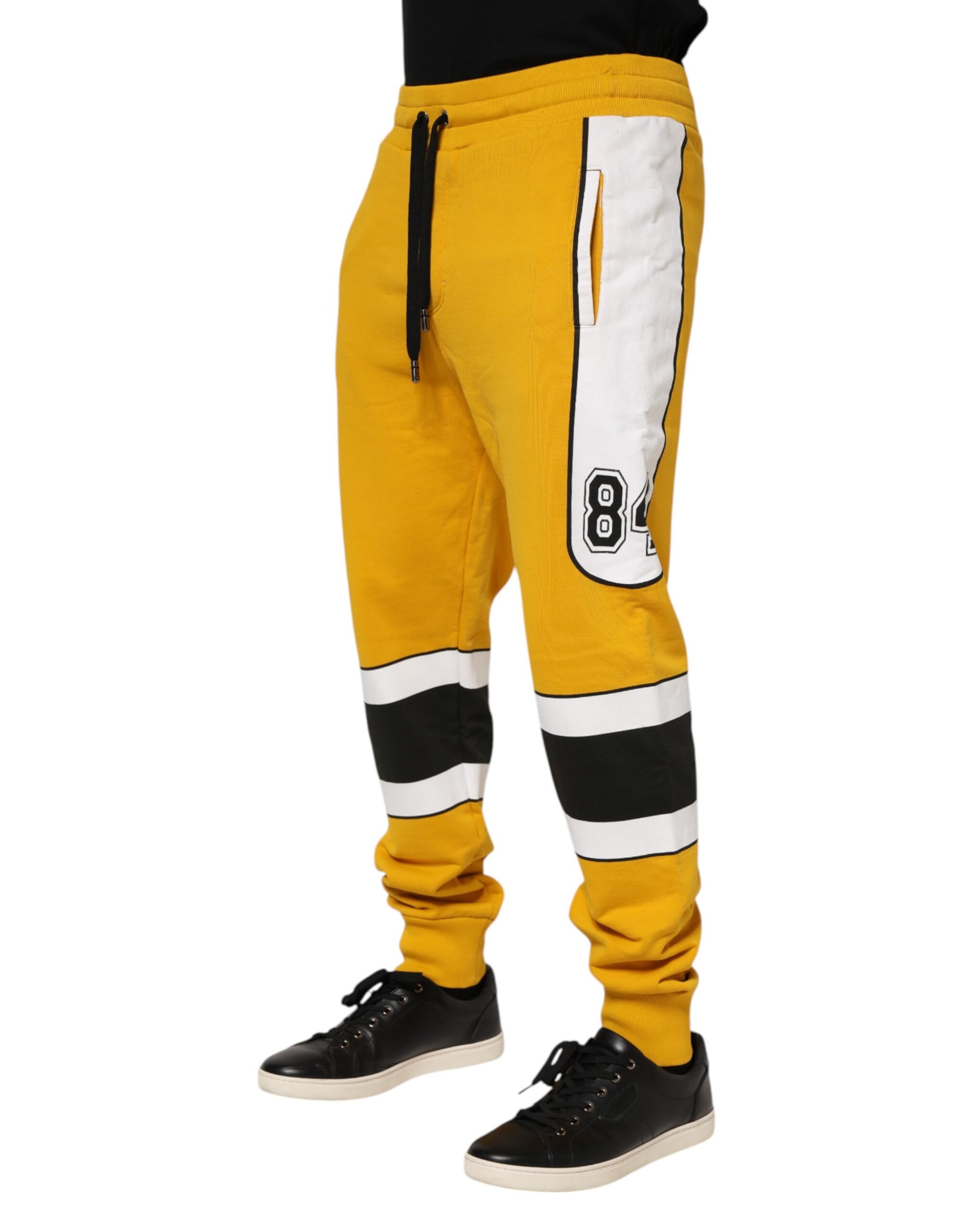 Dolce & Gabbana Yellow Print Cotton Drawstring Jogger Pants