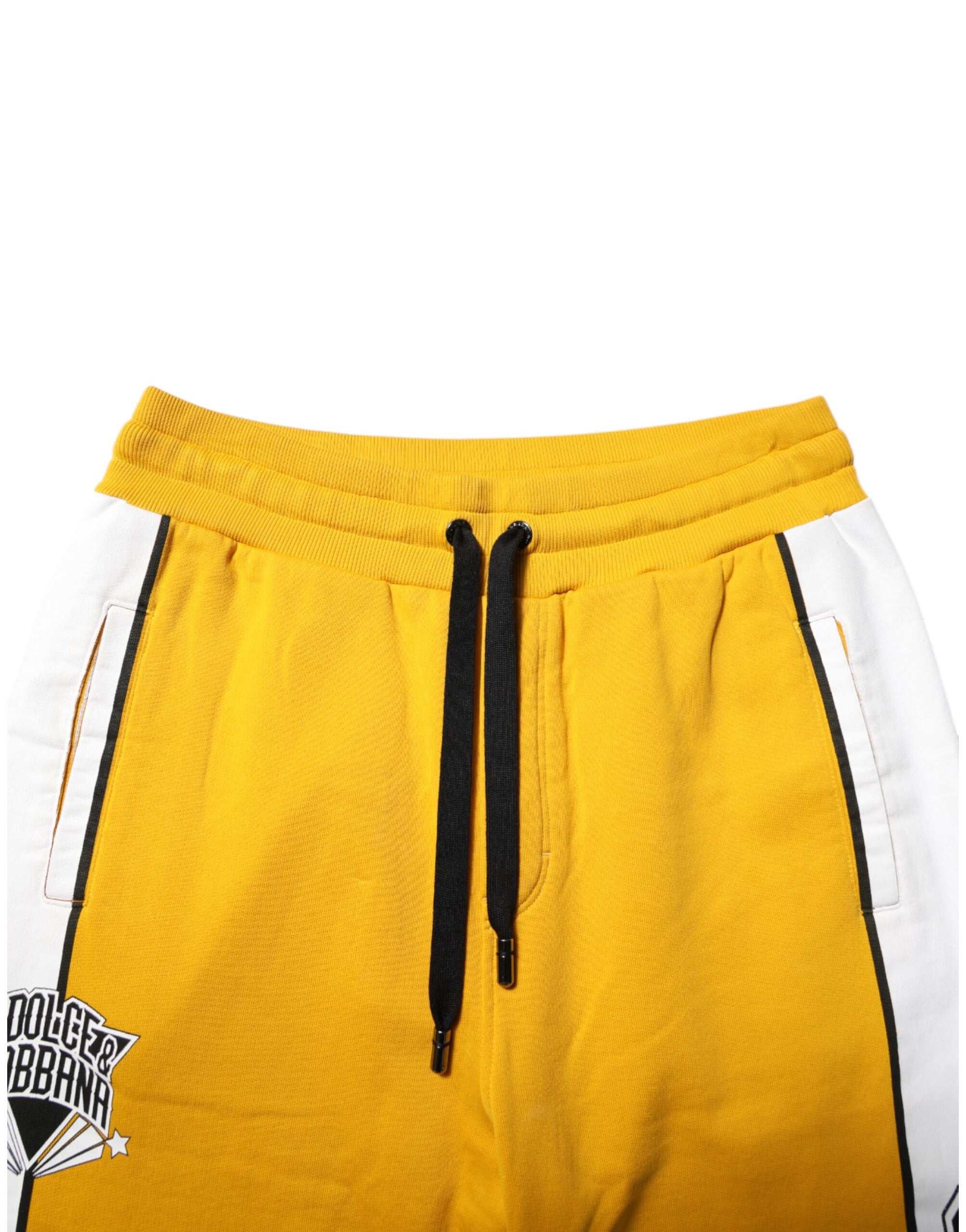 Dolce & Gabbana Yellow Print Cotton Drawstring Jogger Pants