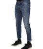 Dolce & Gabbana Blue Cotton Logo Plaque Denim Jeans