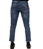 Dolce & Gabbana Blue Cotton Logo Plaque Denim Jeans