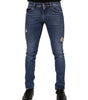 Dolce & Gabbana Blue Cotton Logo Plaque Skinny Men Denim Jeans