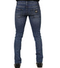 Dolce & Gabbana Blue Cotton Logo Plaque Skinny Men Denim Jeans