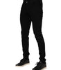 Dolce & Gabbana Black Cotton Logo Plaque Skinny Denim Jeans