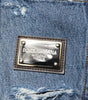 Dolce & Gabbana Blue Tattered Cotton Logo Plaque Denim Jeans