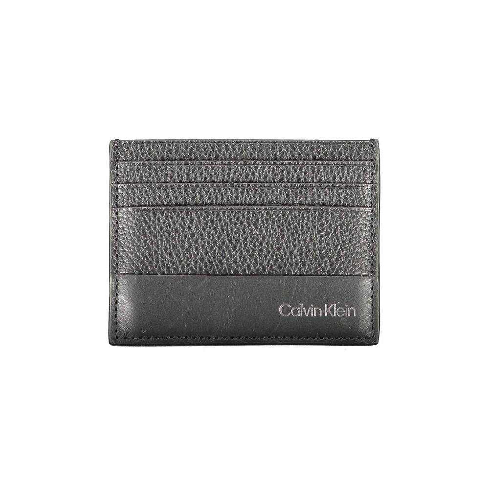 Portefeuille en cuir noir Calvin Klein