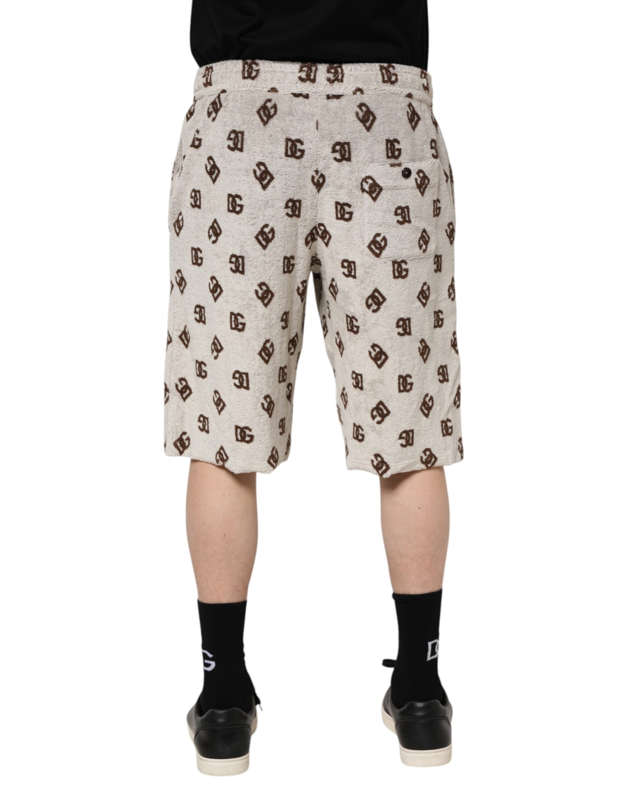 Bermuda Dolce &amp; Gabbana en coton blanc imprimé DG Mania pour homme