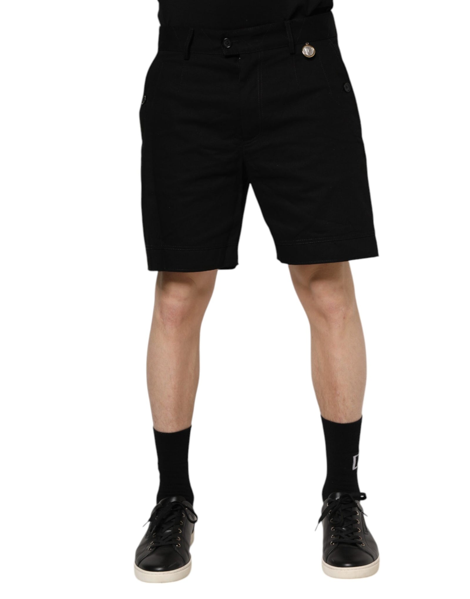 Bermuda en coton noir longueur genou pour homme Dolce &amp; Gabbana