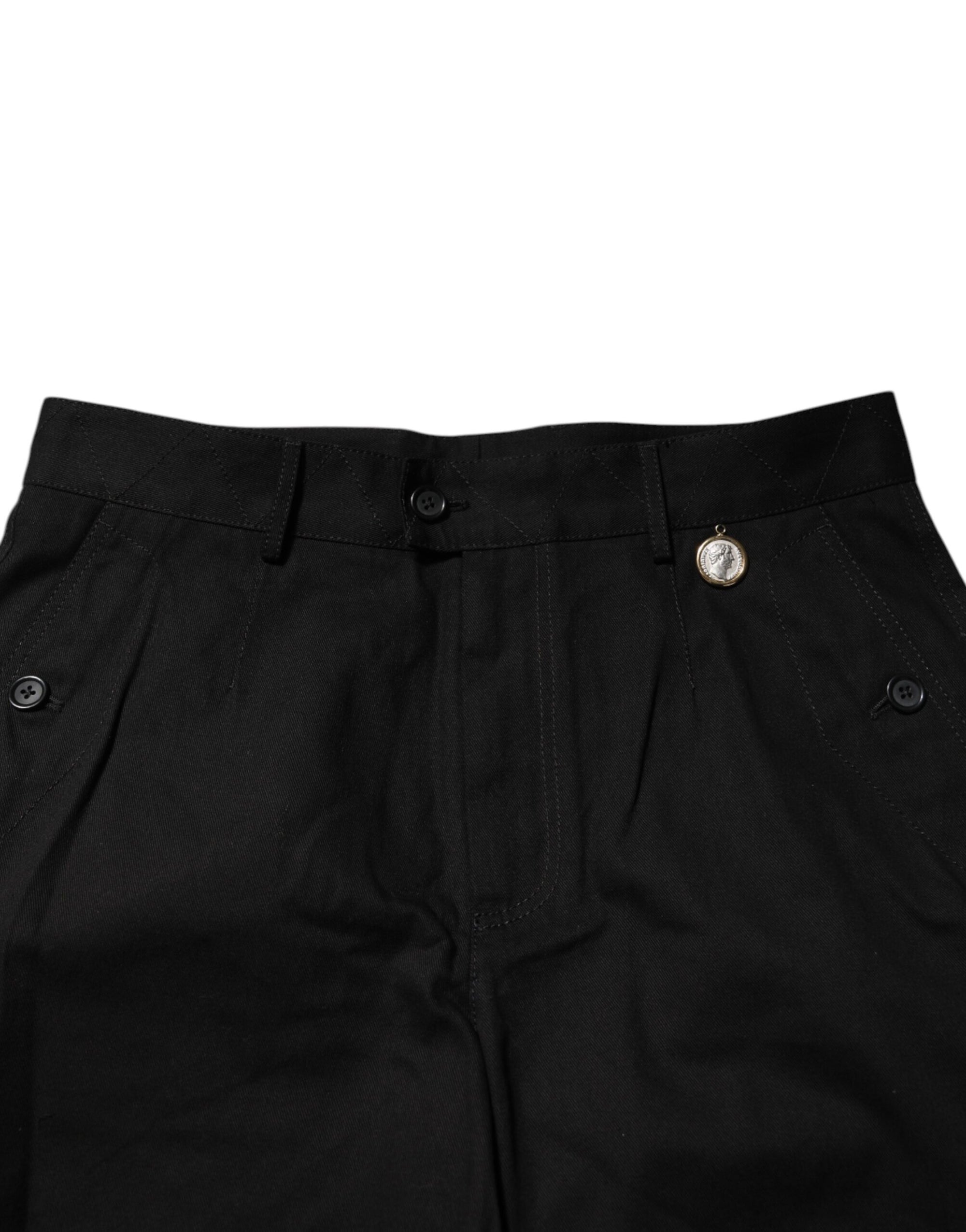 Bermuda en coton noir longueur genou pour homme Dolce &amp; Gabbana