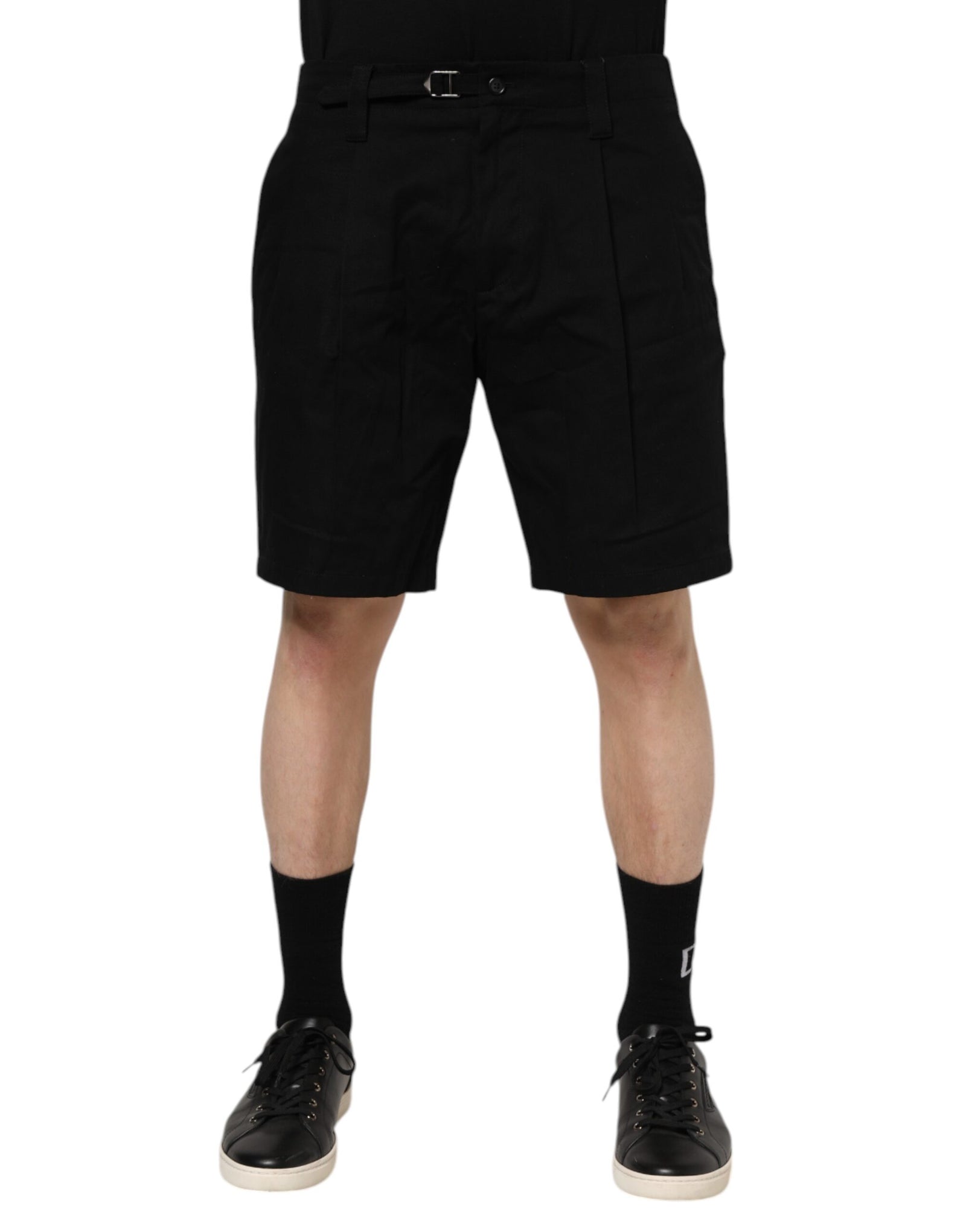 Bermuda en coton noir longueur genou pour homme Dolce &amp; Gabbana