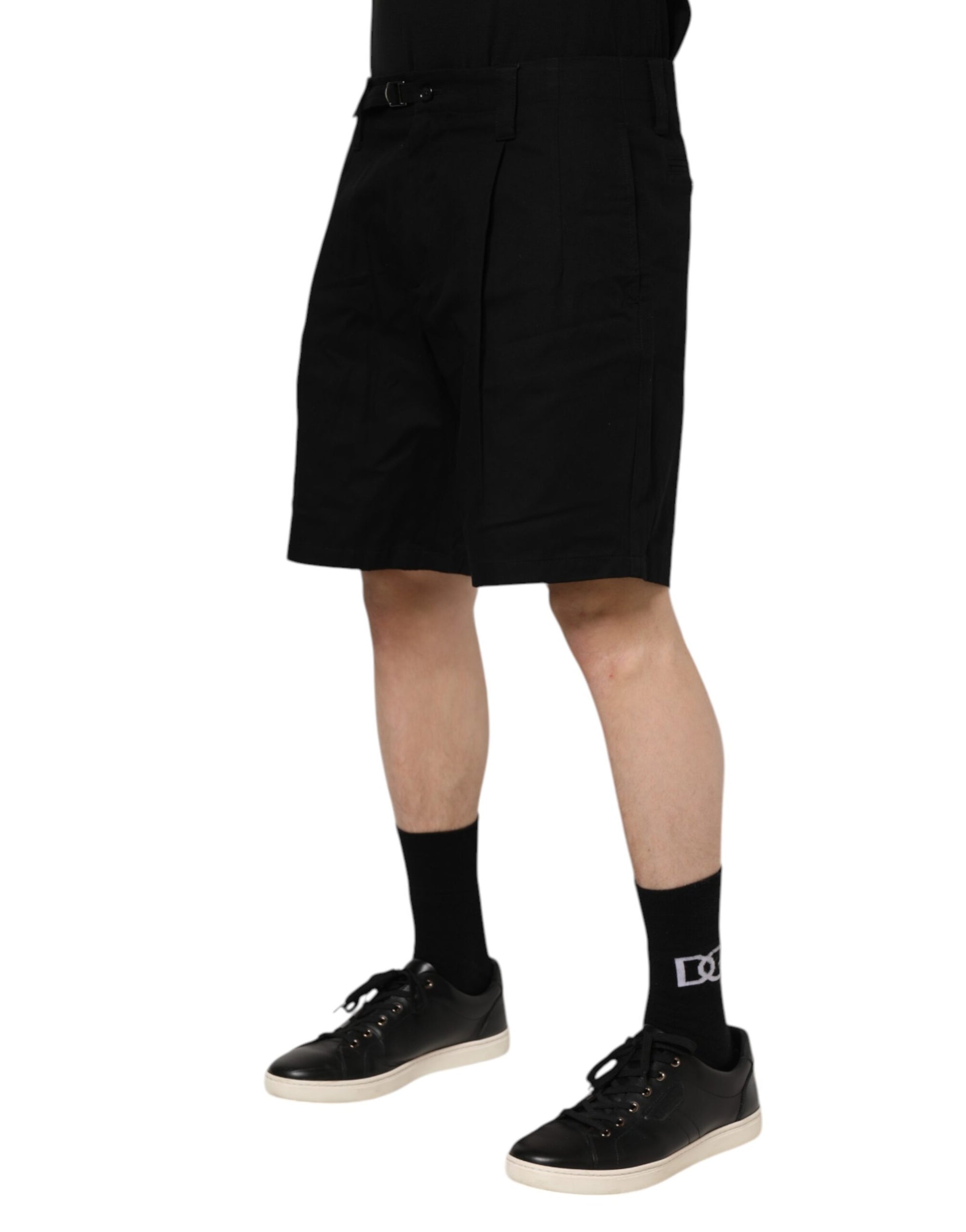 Bermuda en coton noir longueur genou pour homme Dolce &amp; Gabbana