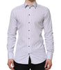 Dolce & Gabbana White Blue Striped Cotton GOLD Formal Shirt