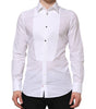 Dolce & Gabbana White Cotton GOLD Bib Poplin Formal Shirt