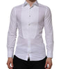 Dolce & Gabbana White Cotton GOLD Bib Poplin Formal Shirt