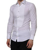 Dolce & Gabbana White Cotton GOLD Bib Poplin Formal Shirt