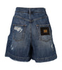 Dolce & Gabbana Blue Cotton Tattered Denim Bermuda Shorts