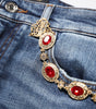 Dolce & Gabbana Blue Rhinestone Embellished Denim Jeans
