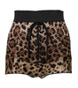 Short taille haute à imprimé léopard marron Dolce & Gabbana