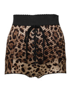 Short taille haute à imprimé léopard marron Dolce & Gabbana