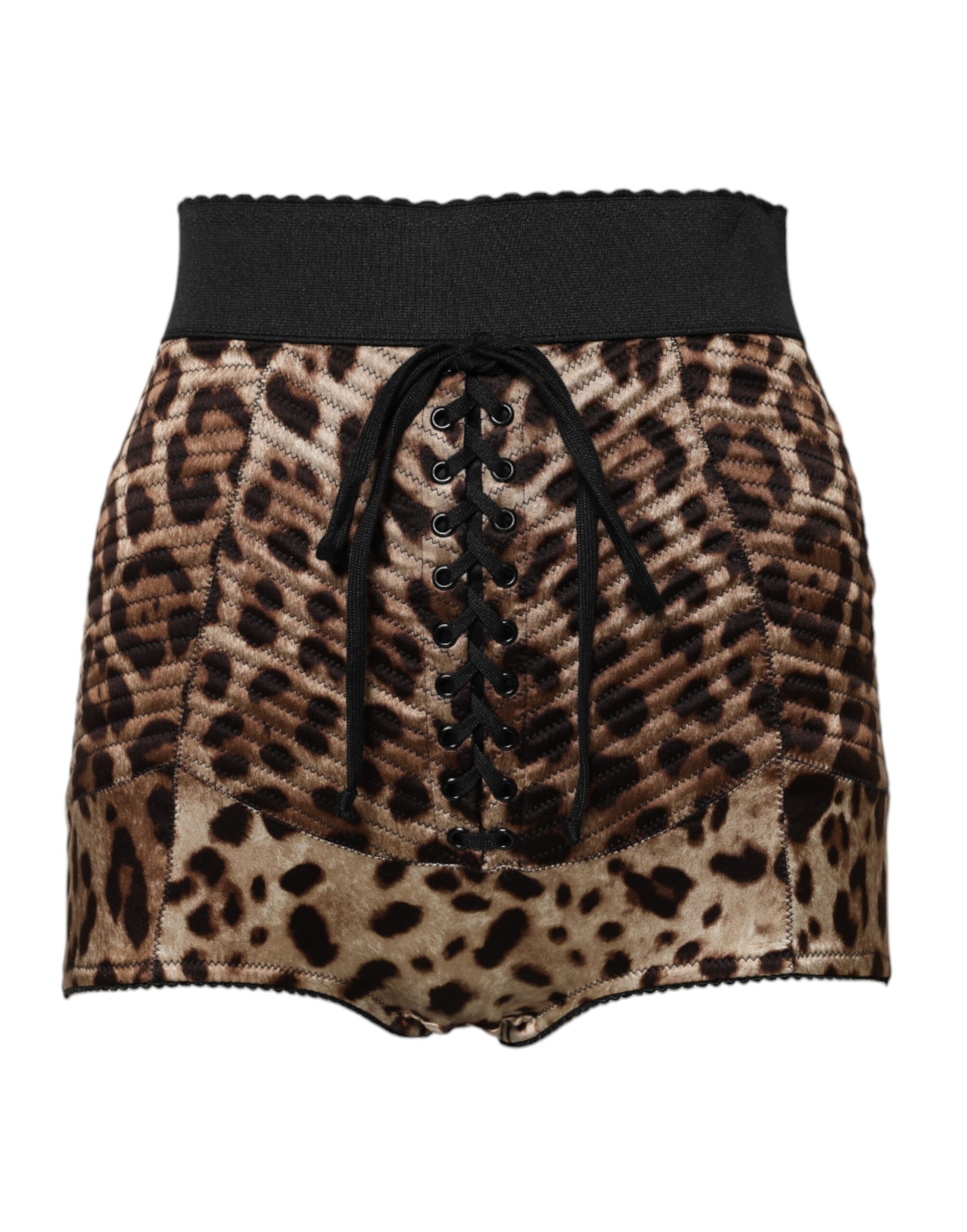 Short taille haute à imprimé léopard marron Dolce & Gabbana