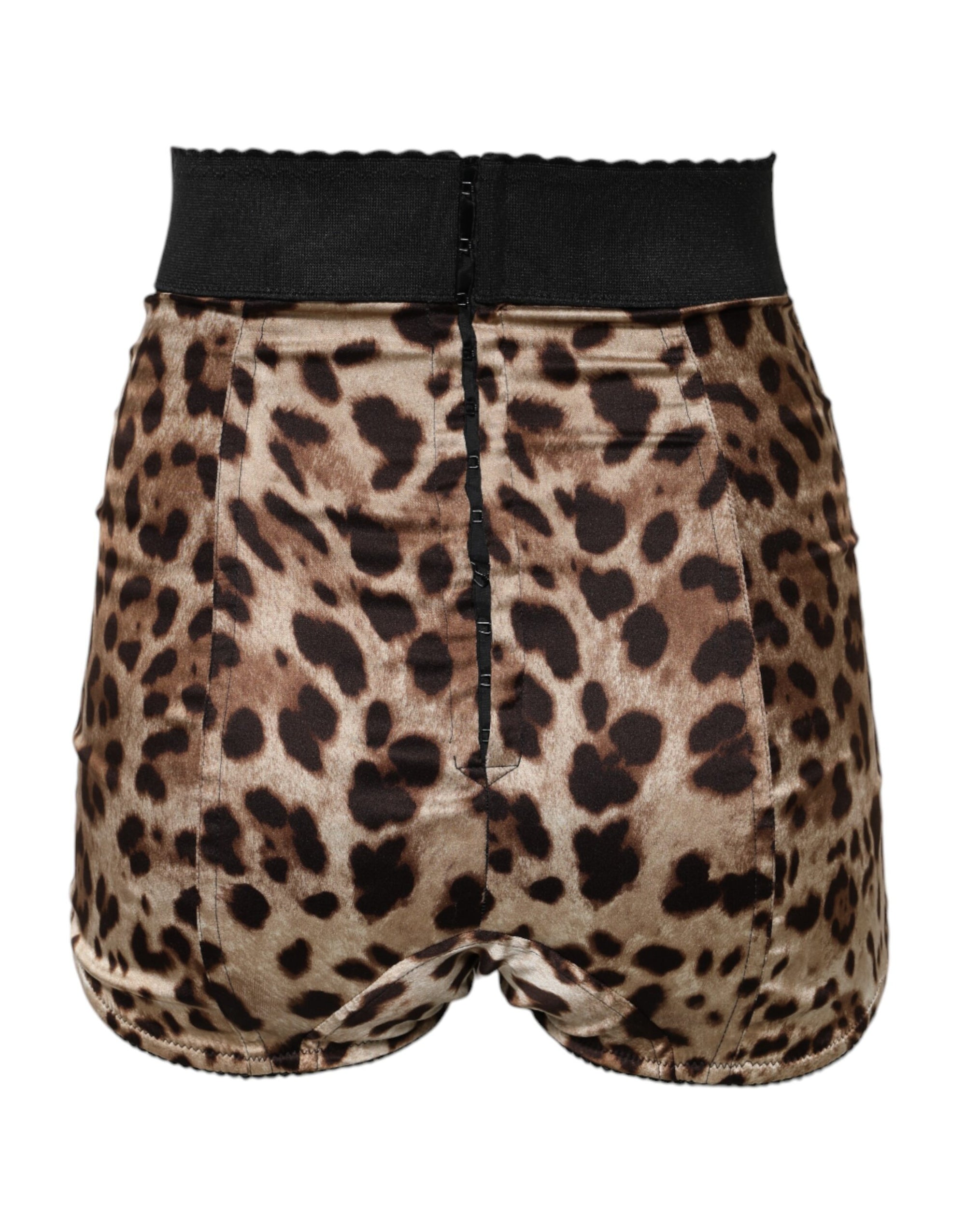 Short taille haute à imprimé léopard marron Dolce & Gabbana