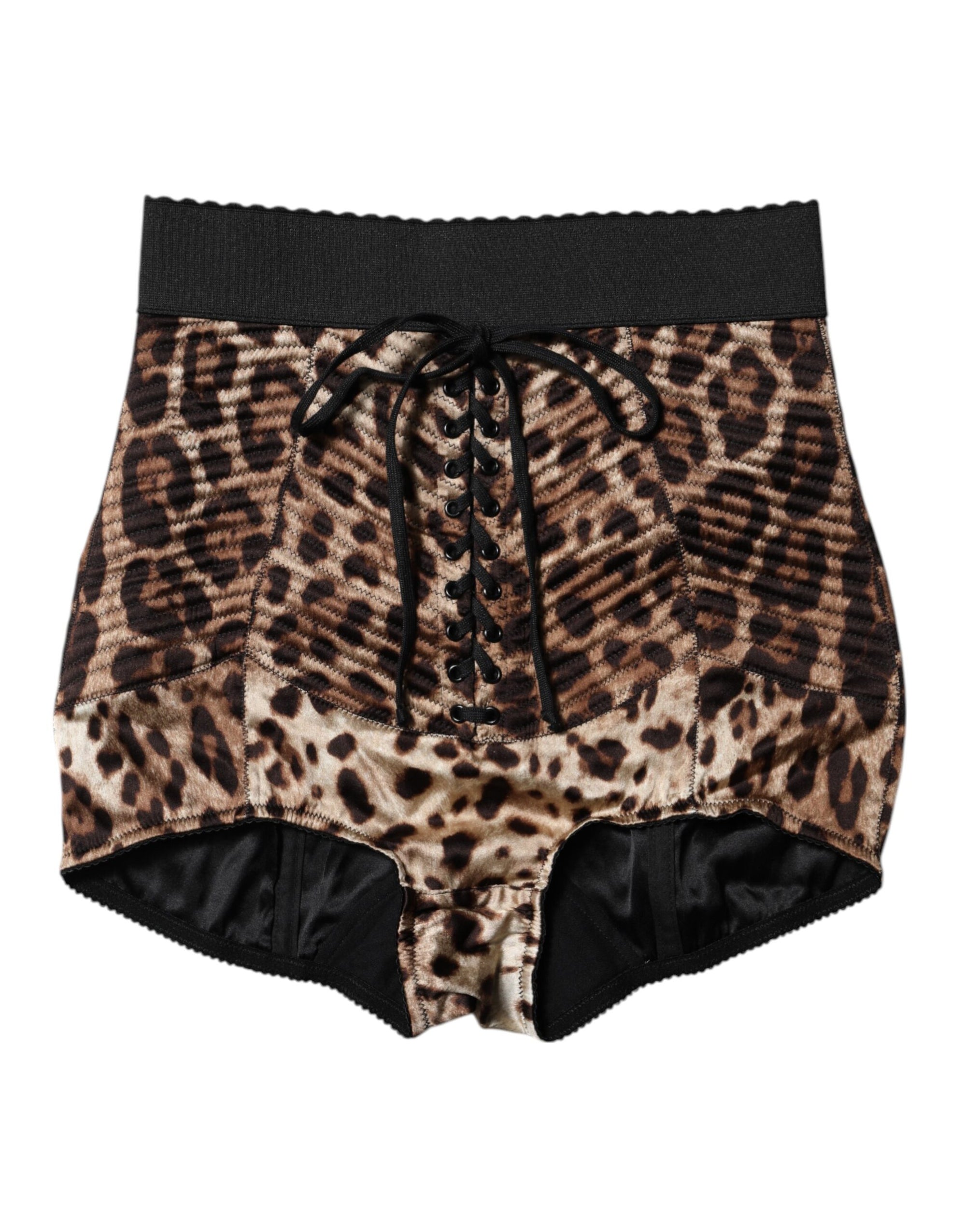 Short taille haute à imprimé léopard marron Dolce & Gabbana