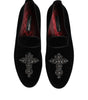 Dolce & Gabbana Black Velvet Crystal Crown Formal Dress Shoes