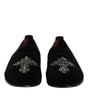 Dolce & Gabbana Black Velvet Crystal Crown Formal Dress Shoes