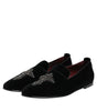 Dolce & Gabbana Black Velvet Crystal Crown Formal Dress Shoes