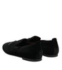 Dolce & Gabbana Black Velvet Crystal Crown Formal Dress Shoes
