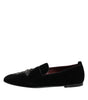 Dolce & Gabbana Black Velvet Crystal Crown Formal Dress Shoes