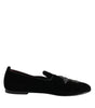 Dolce & Gabbana Black Velvet Crystal Crown Formal Dress Shoes
