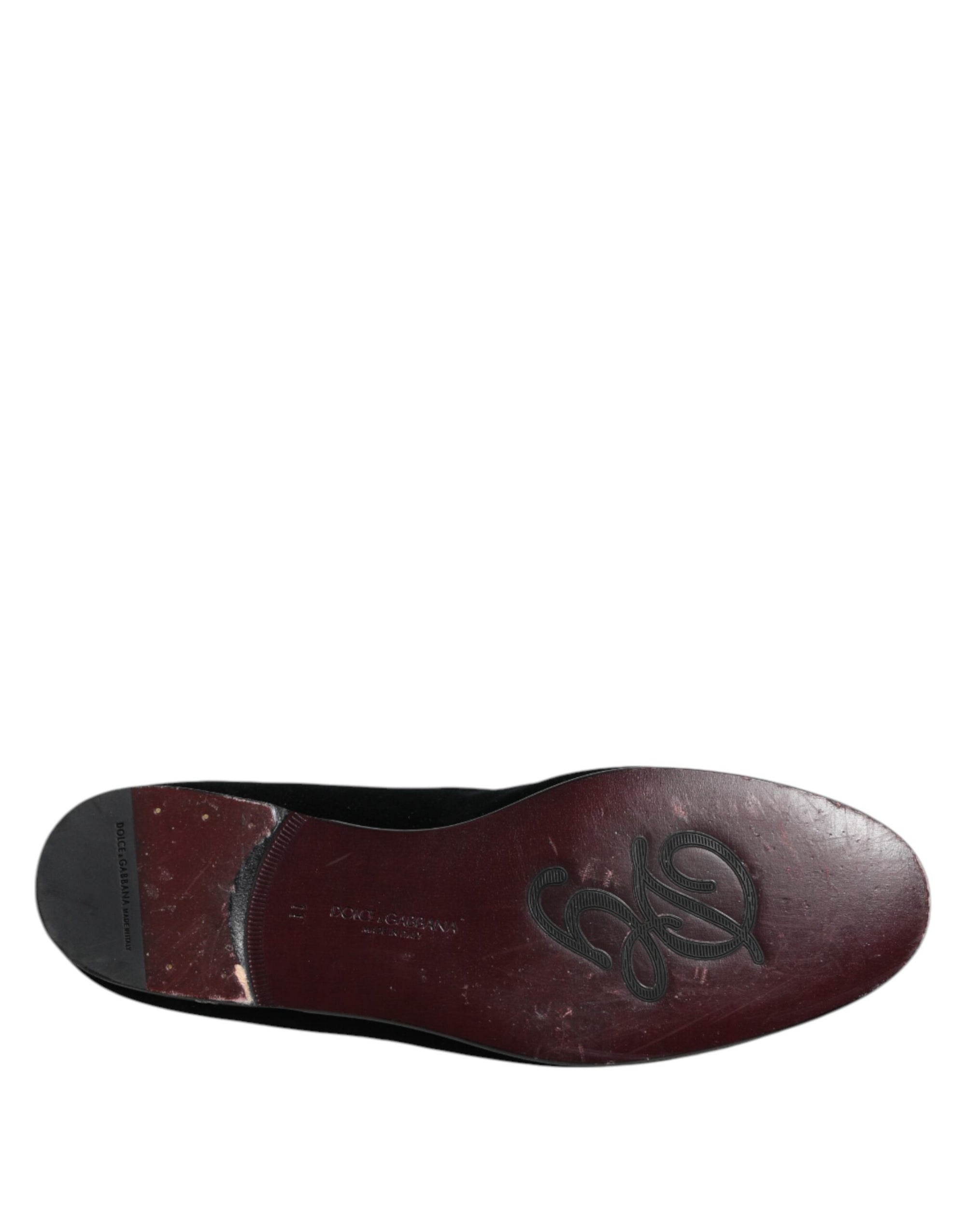 Dolce & Gabbana Black Velvet Crystal Crown Formal Dress Shoes