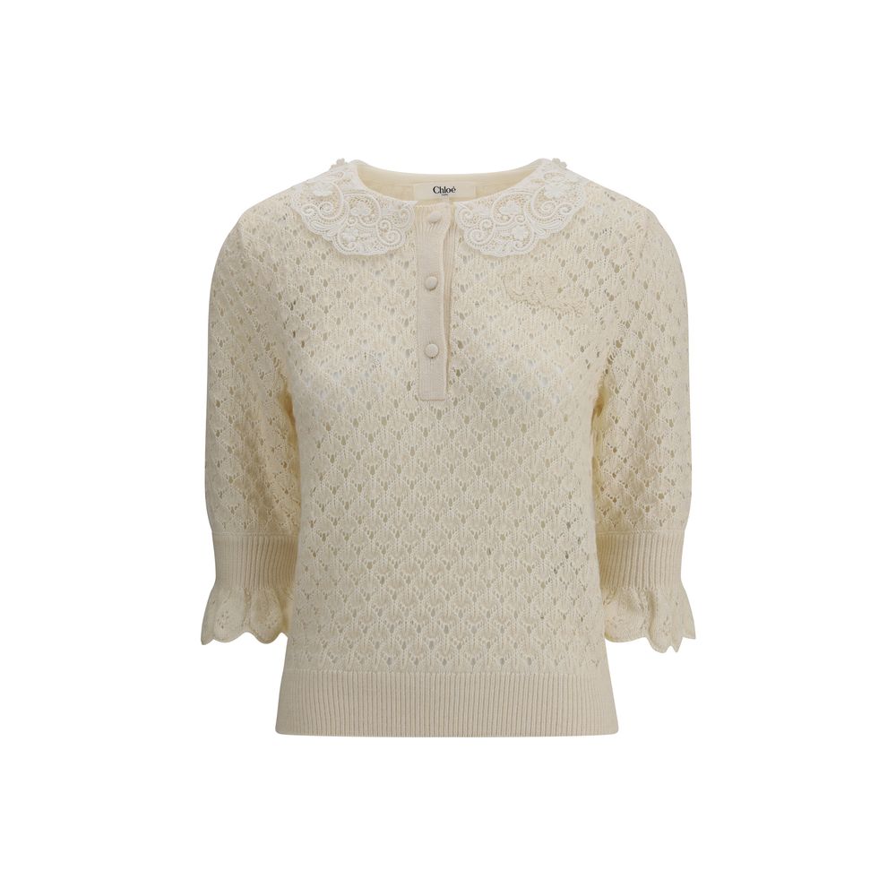Pull Chloé avec col en dentelle