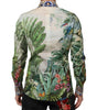 Chemise habillée dorée à imprimé jungle multicolore Dolce &amp; Gabbana