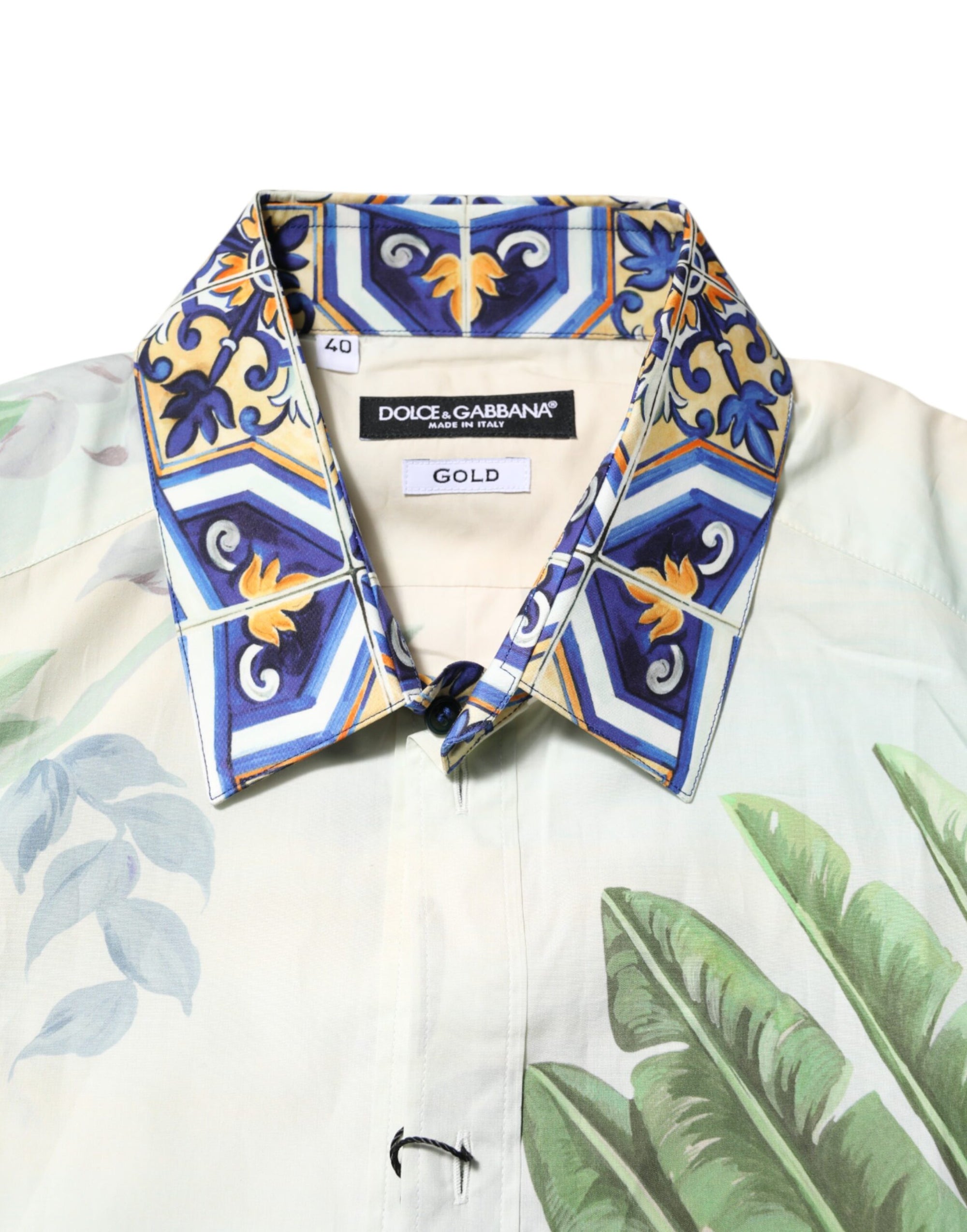 Chemise habillée dorée à imprimé jungle multicolore Dolce &amp; Gabbana