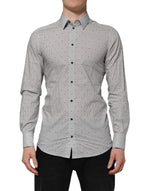 Chemise habillée semi-ajustée grise à pois Dolce &amp; Gabbana pour homme