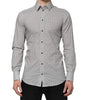 Chemise habillée semi-ajustée grise à pois Dolce &amp; Gabbana pour homme