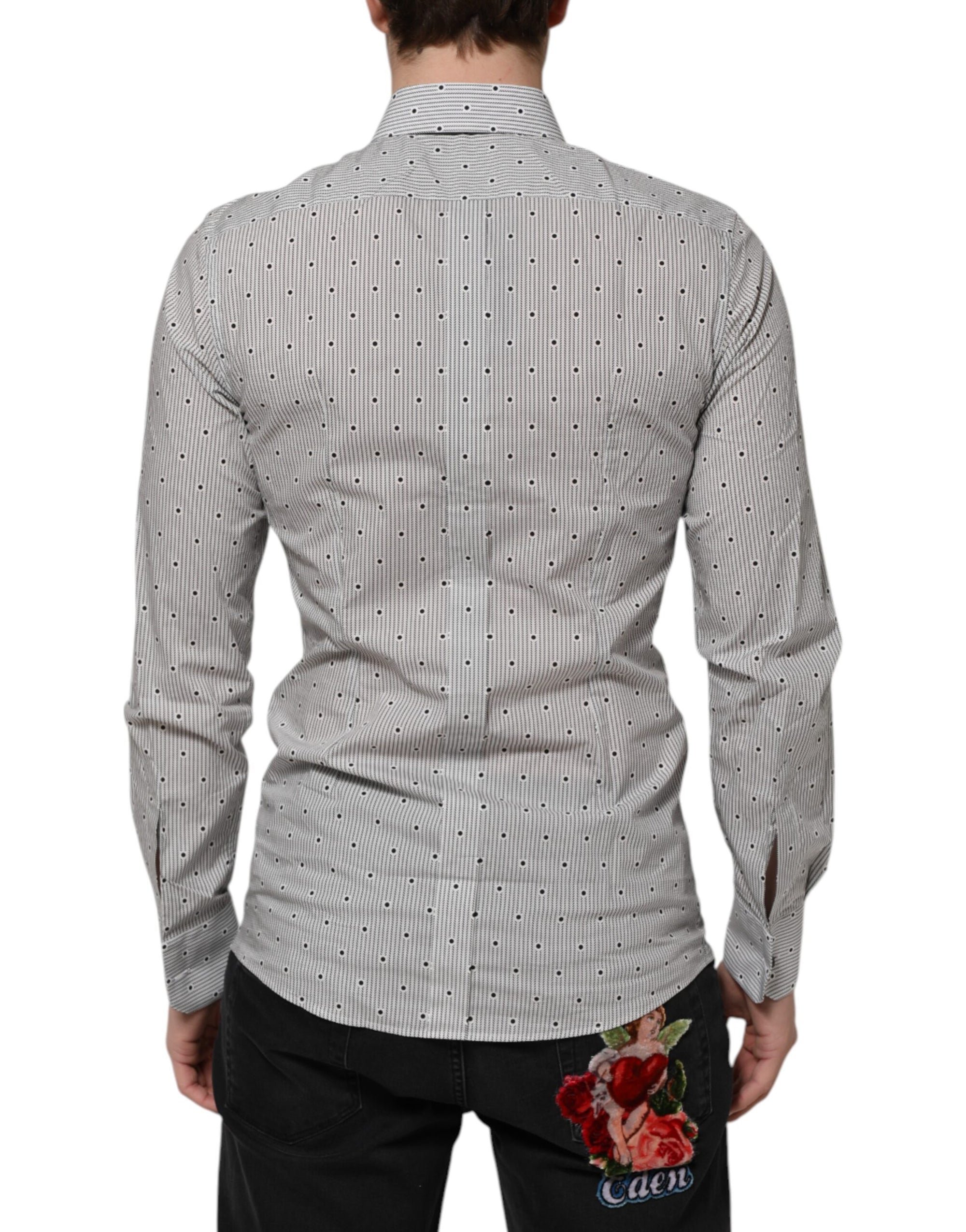 Chemise habillée semi-ajustée grise à pois Dolce &amp; Gabbana pour homme