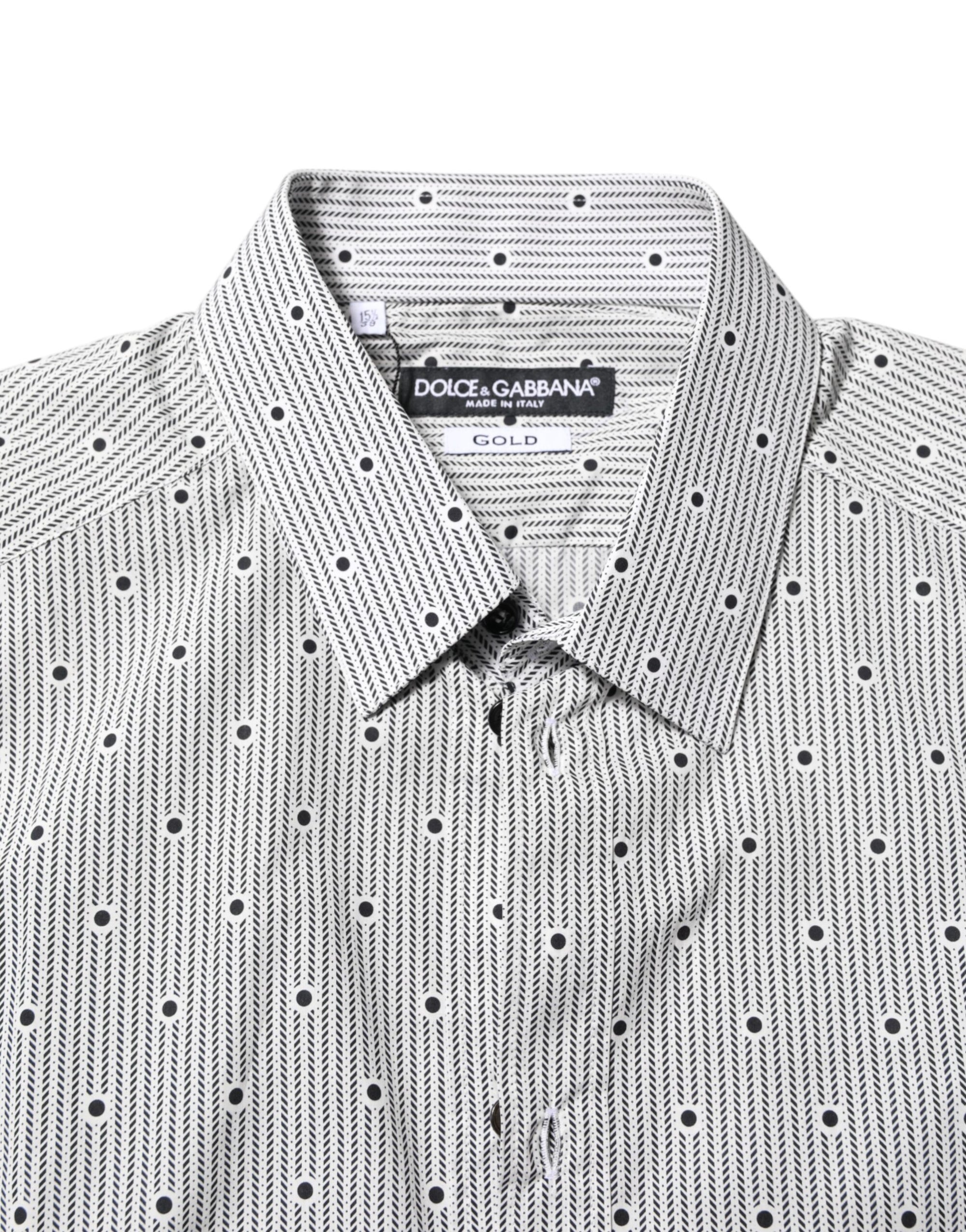 Chemise habillée semi-ajustée grise à pois Dolce &amp; Gabbana pour homme
