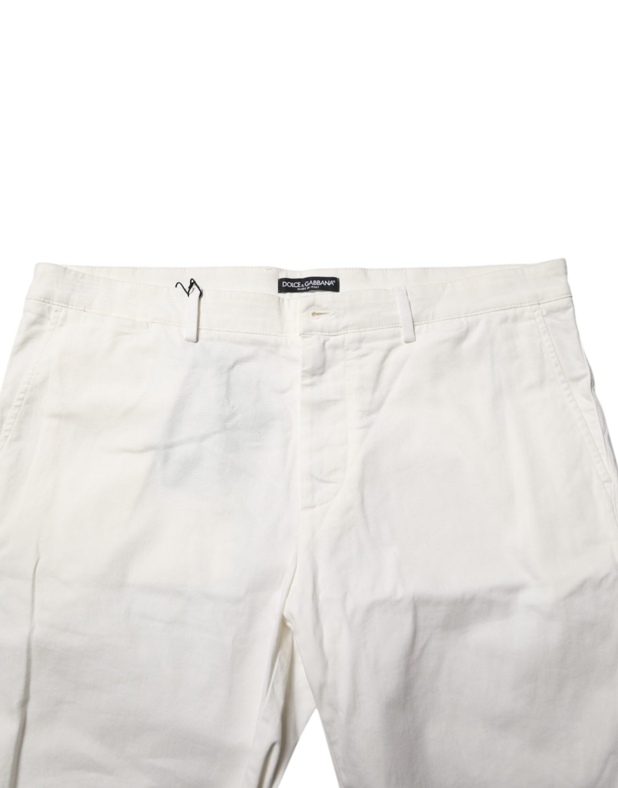 Pantalon chino blanc Dolce &amp; Gabbana en coton stretch pour homme