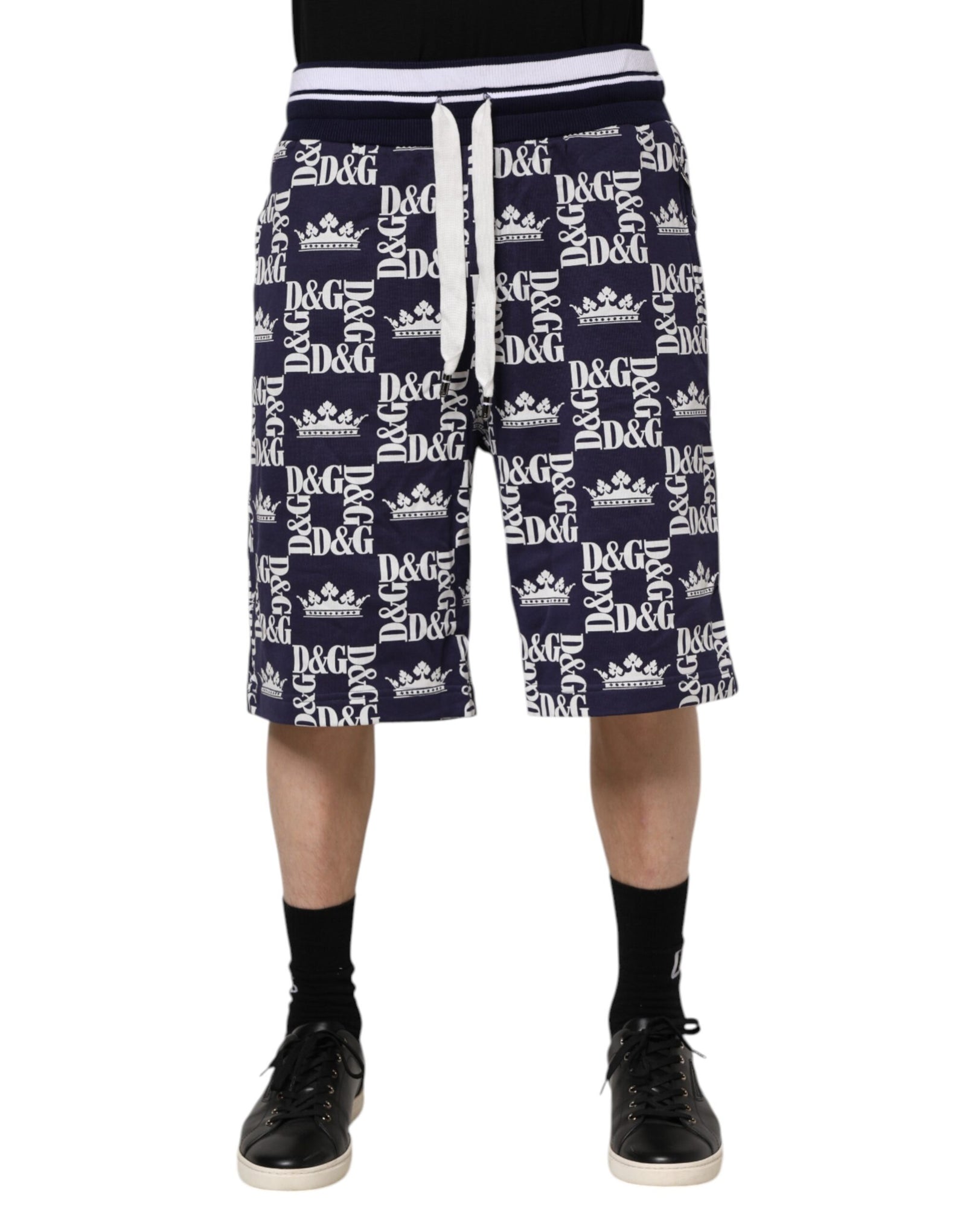 Bermuda Dolce &amp; Gabbana en coton bleu avec logo couronne imprimé