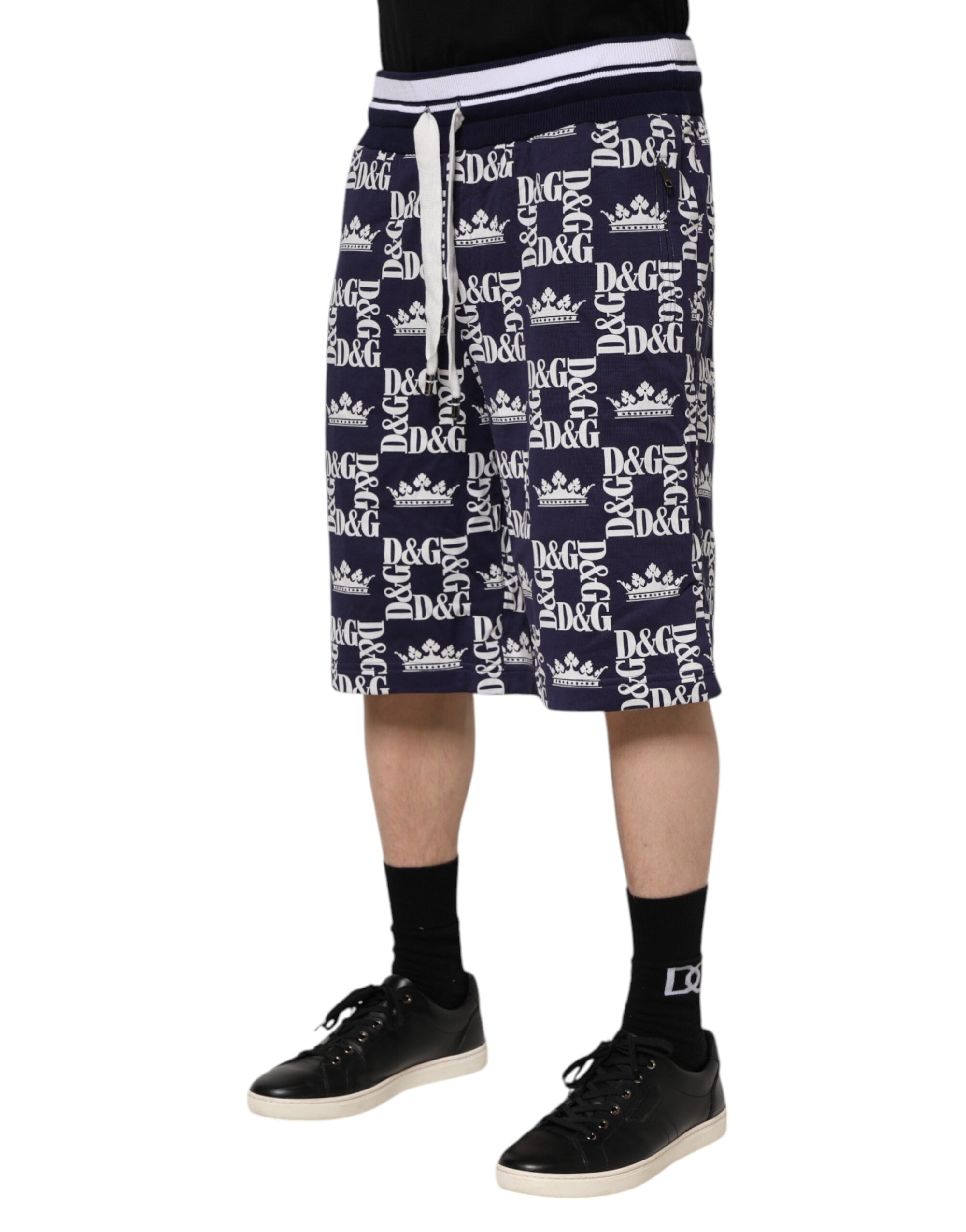 Bermuda Dolce &amp; Gabbana en coton bleu avec logo couronne imprimé