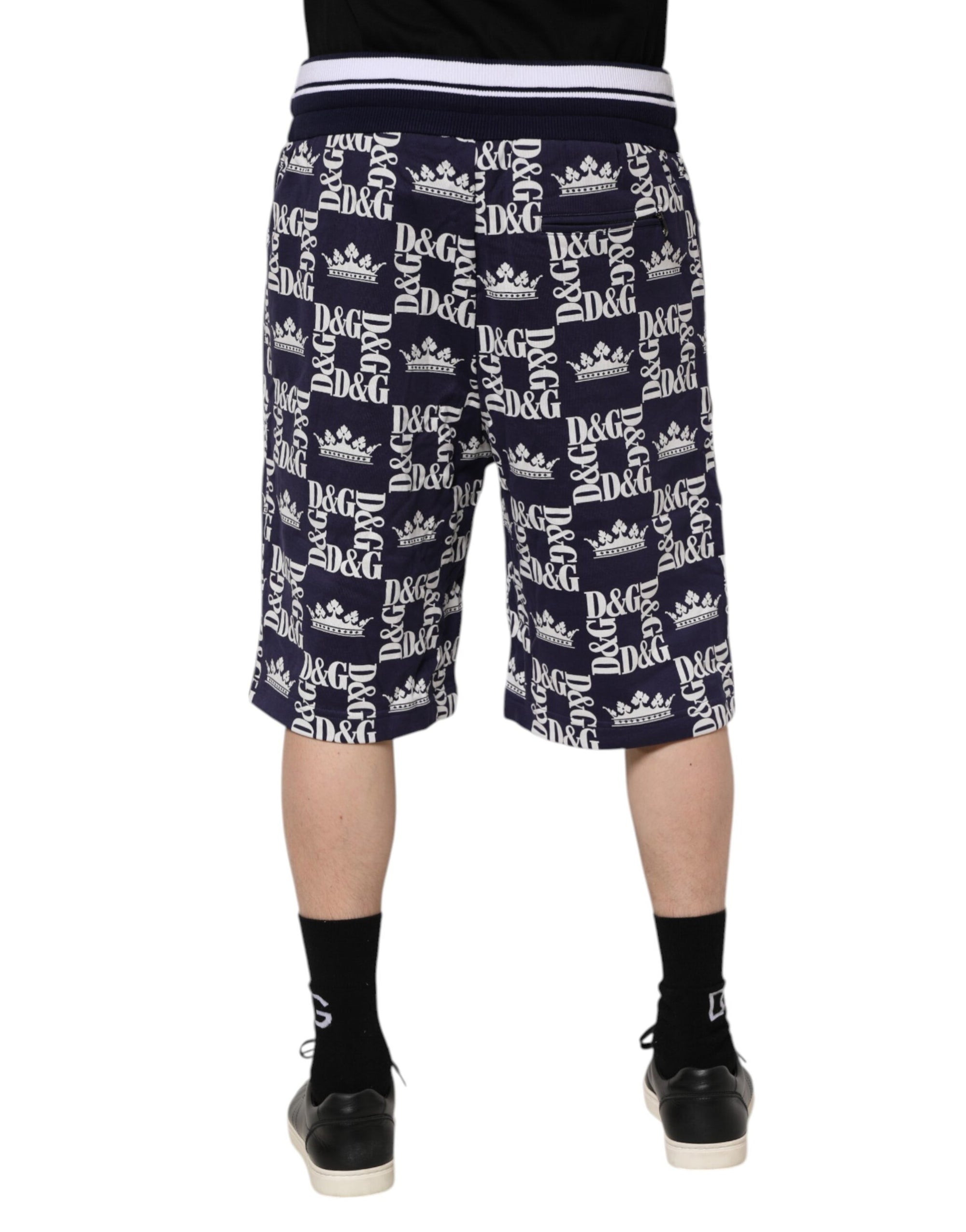 Bermuda Dolce &amp; Gabbana en coton bleu avec logo couronne imprimé