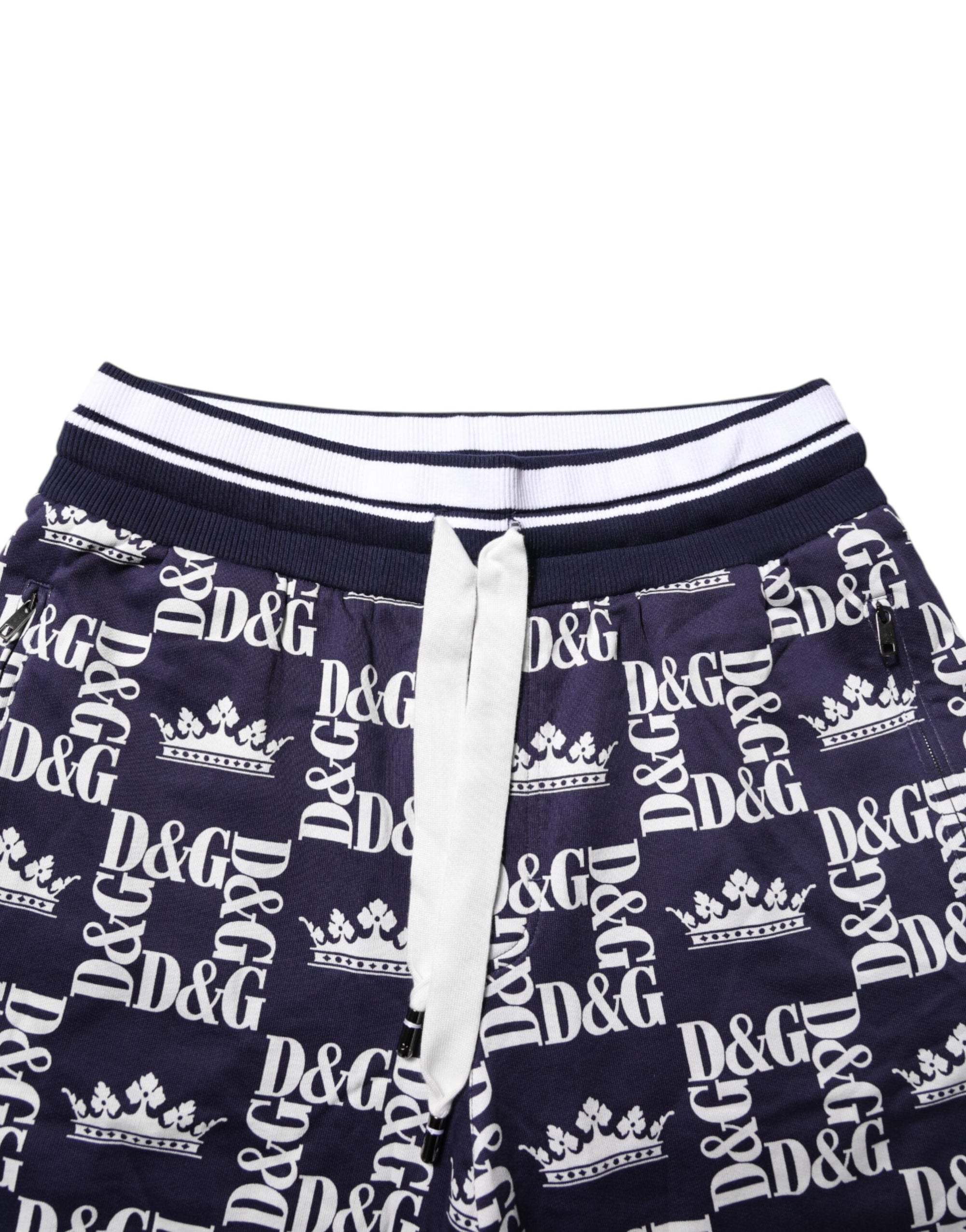 Bermuda Dolce &amp; Gabbana en coton bleu avec logo couronne imprimé