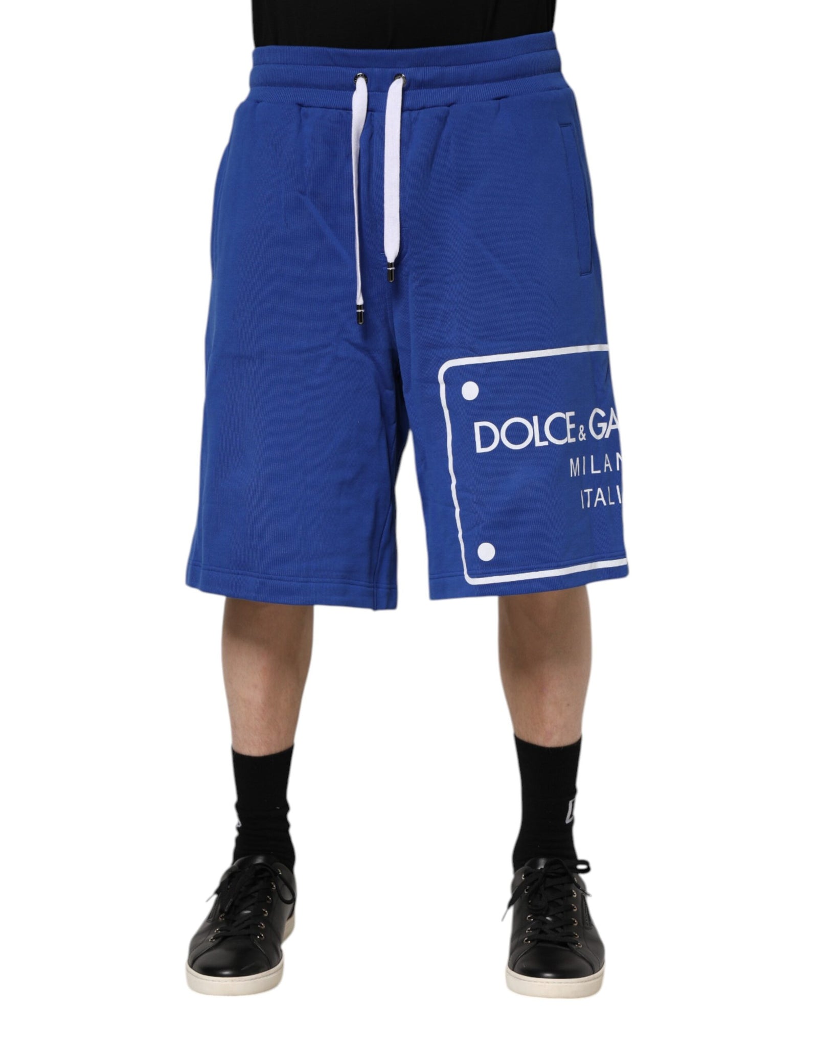 Bermuda en coton à logo bleu Dolce &amp; Gabbana