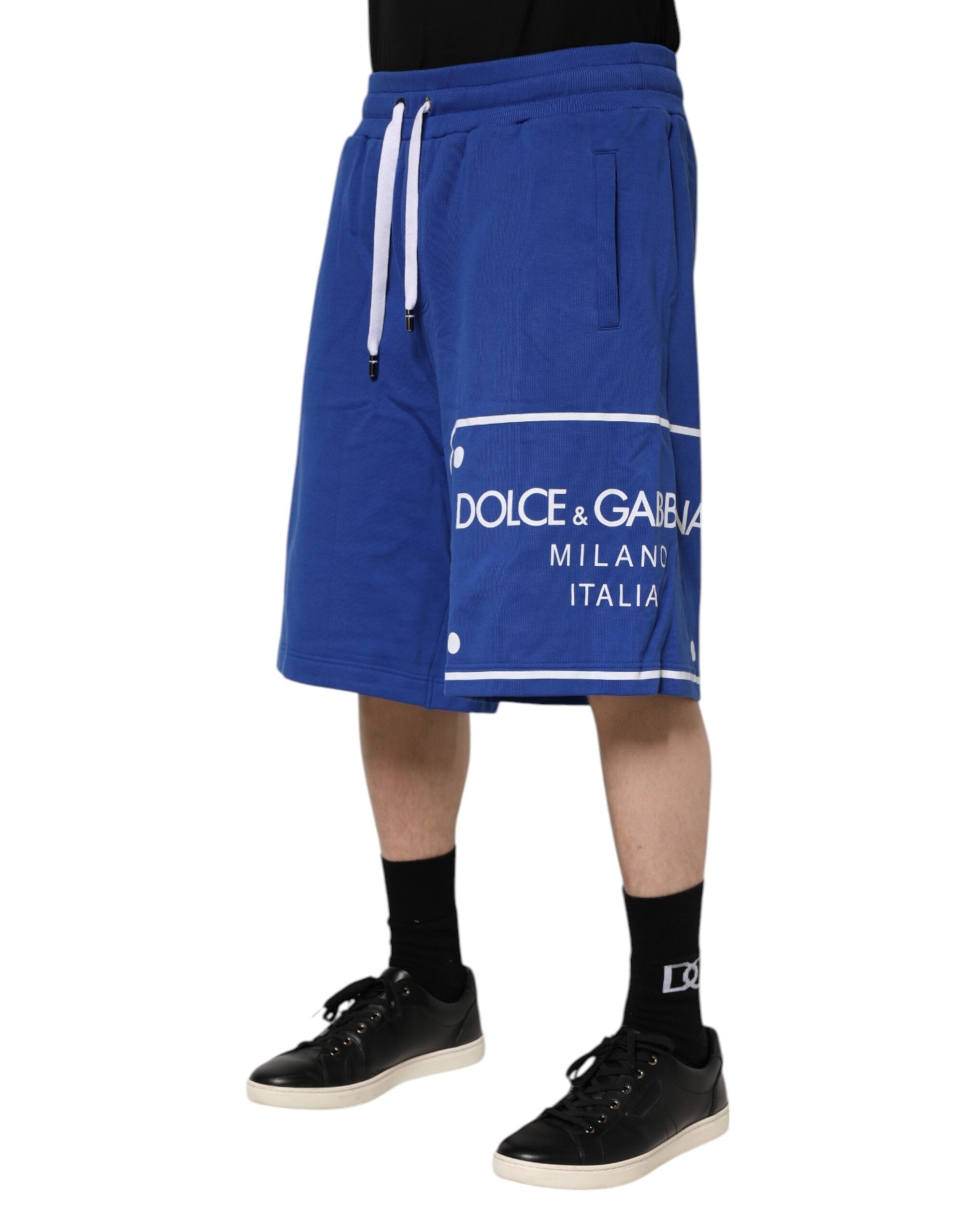 Bermuda en coton à logo bleu Dolce &amp; Gabbana