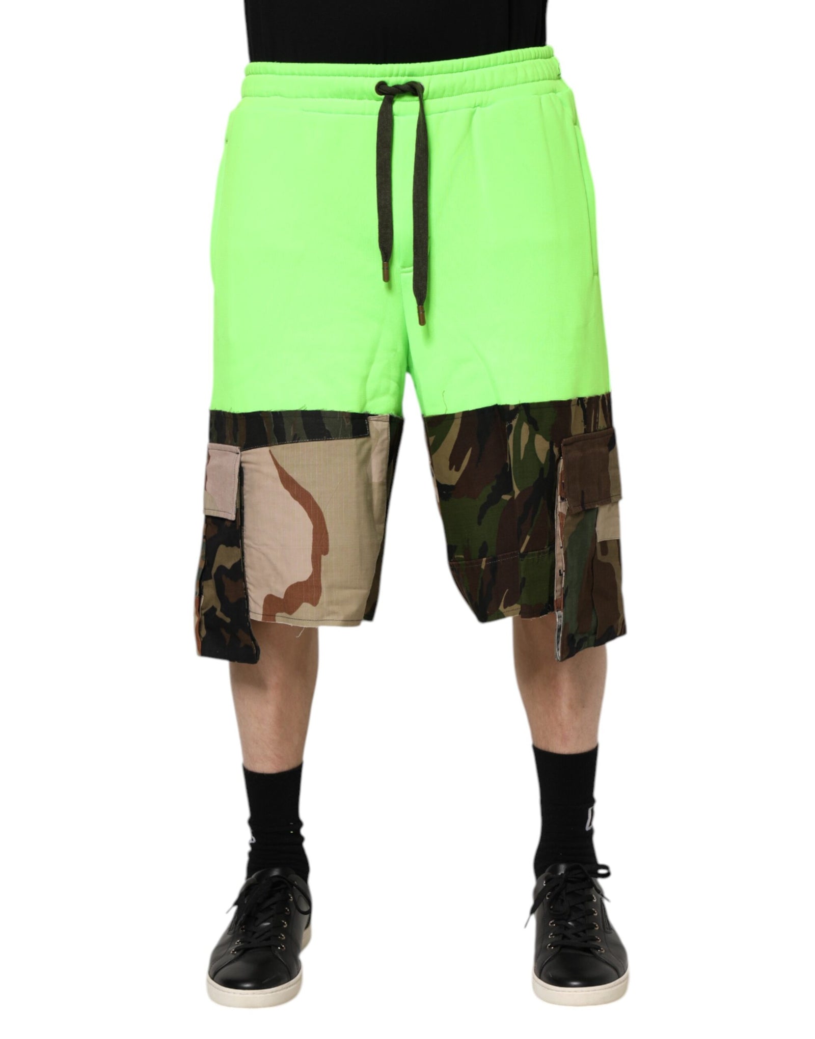 Bermuda cargo patchwork vert Dolce &amp; Gabbana pour homme