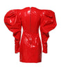 Dolce & Gabbana Red Patent Leather Puff Sleeves Mini Dress